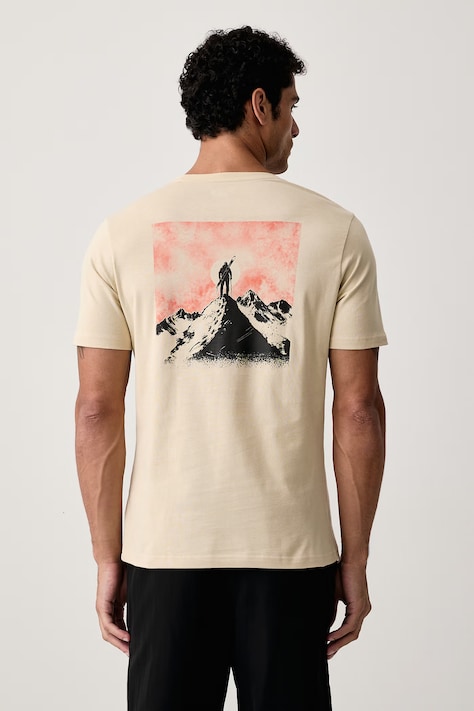 Dynafit T-shirt sportowy męski bawełniany BACK GRAPHIC beżowy 08.0000072146