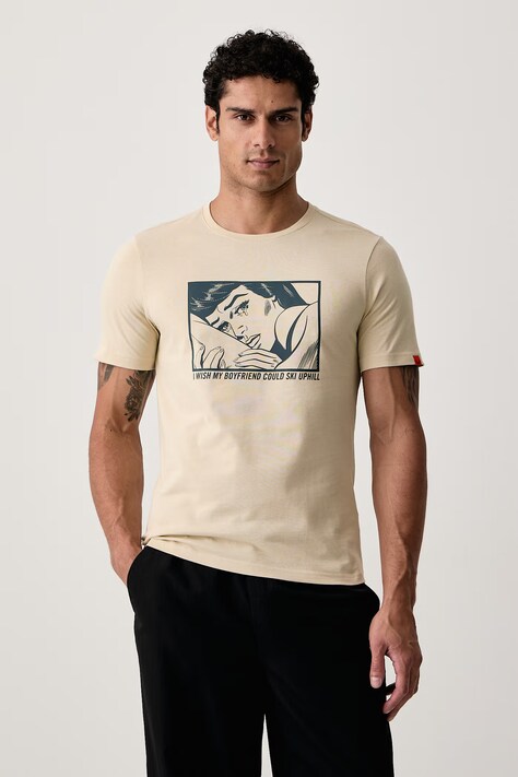 Dynafit T-shirt sportowy męski bawełniany GRAPHIC beżowy 08.0000072142