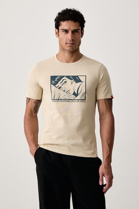 Dynafit T-shirt sportowy męski bawełniany GRAPHIC beżowy 08.0000072142