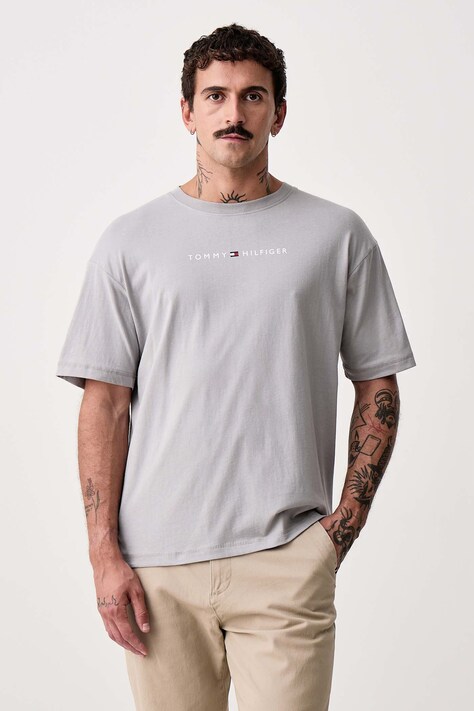 Tommy Hilfiger T-shirt męski bawełniany szary UM0UM03685