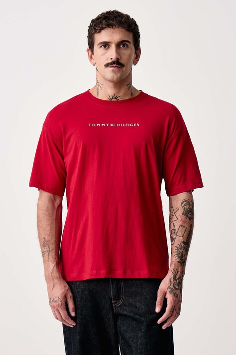 Tommy Hilfiger T-shirt męski bawełniany czerwony UM0UM03685