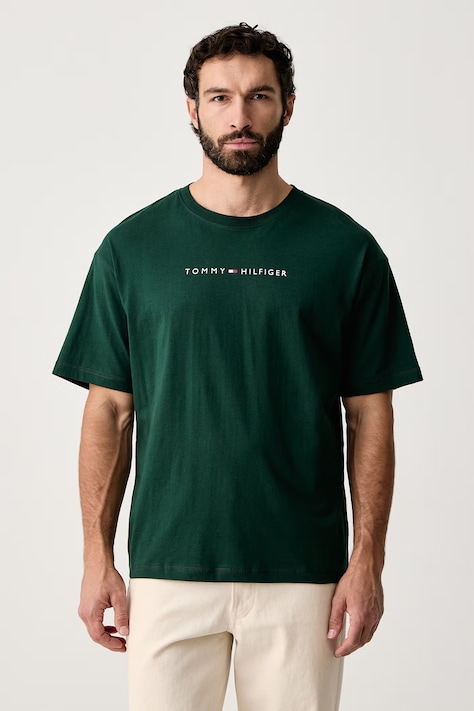 Tommy Hilfiger Tričko pánske bavlnené zelené UM0UM03685