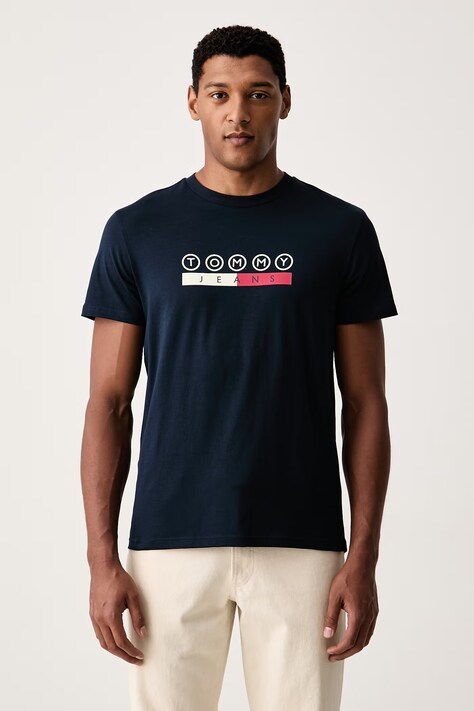 Tommy Jeans kratka majica moška bombažna mornarsko modra DM0DM23715