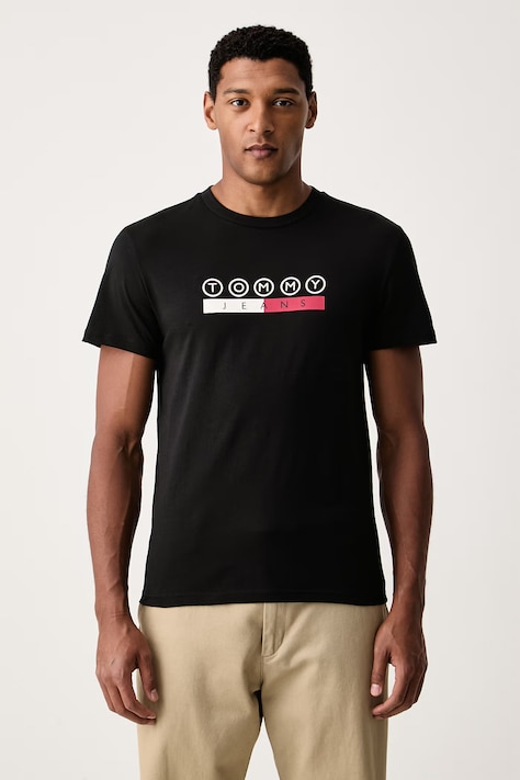 Tommy Jeans t-shirt ανδρικό βαμβακερό μαύρο DM0DM23715