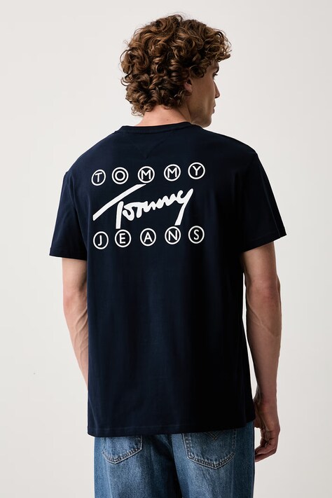 Tommy Jeans t-shirt ανδρικό βαμβακερό σκούρο μπλε DM0DM23598