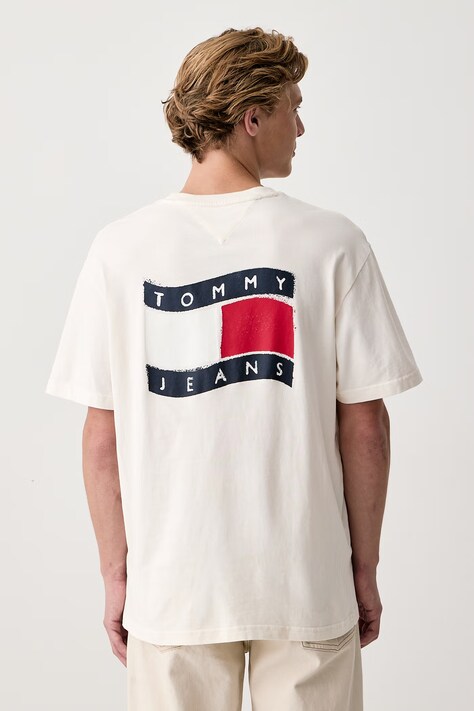 Tommy Jeans T-shirt męski bawełniany beżowy DM0DM23559