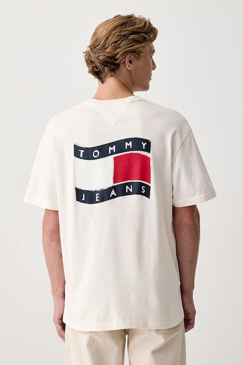 Tommy Jeans T-shirt męski bawełniany beżowy DM0DM23559