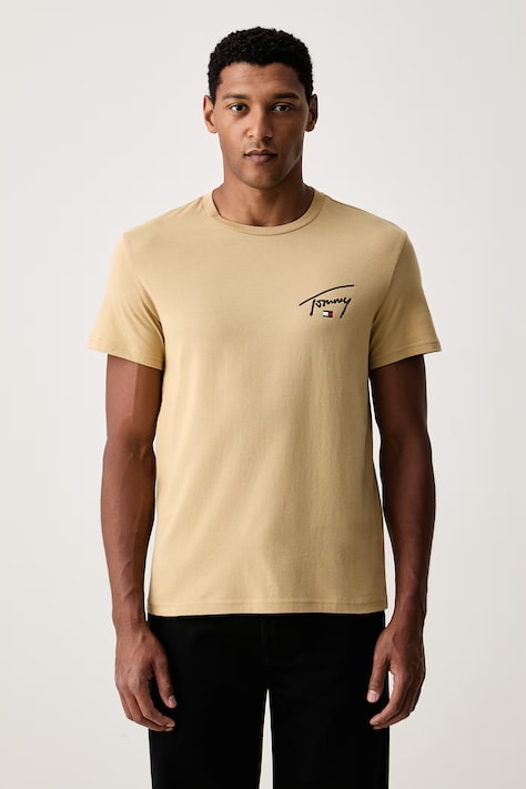 Tommy Jeans t-shirt ανδρικό βαμβακερό μπεζ DM0DM23550