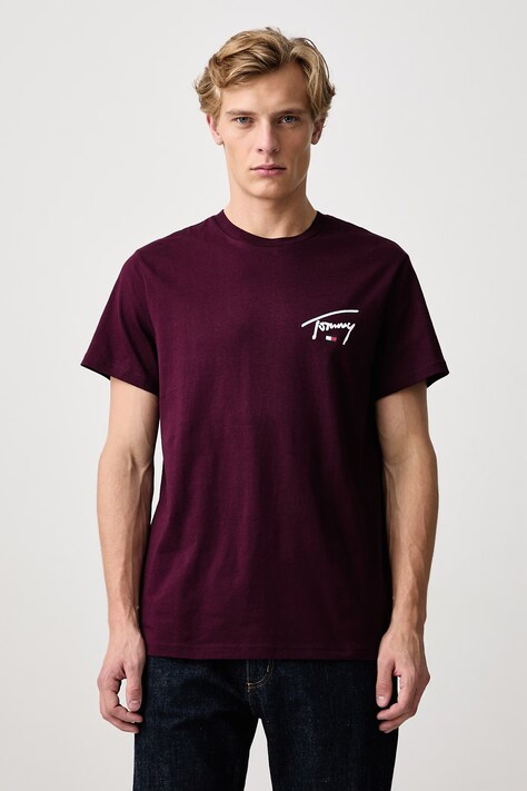 Tommy Jeans T-shirt męski bawełniany bordowy DM0DM23550