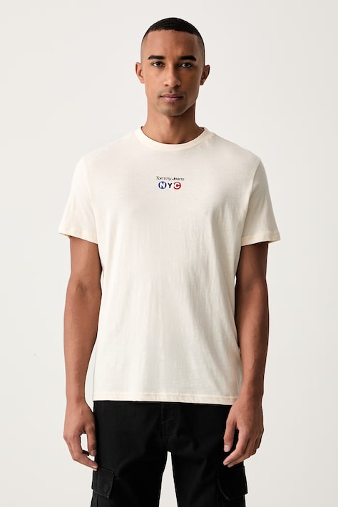 Tommy Jeans majica za žene od pamuka bež DM0DM23545