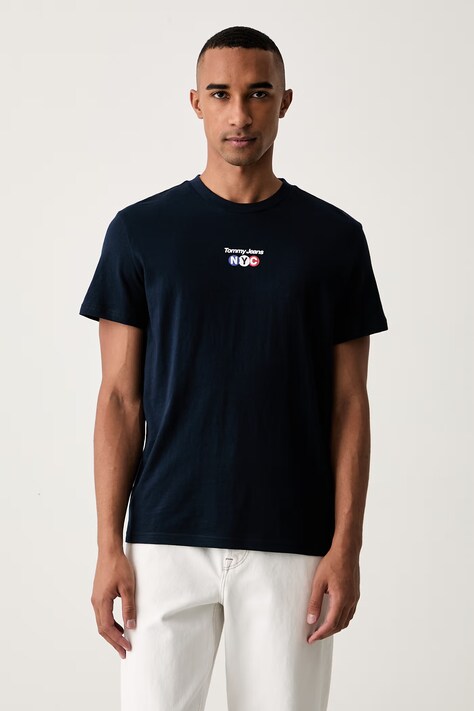 Tommy Jeans majica ženska pamučna mornarsko plava DM0DM23545