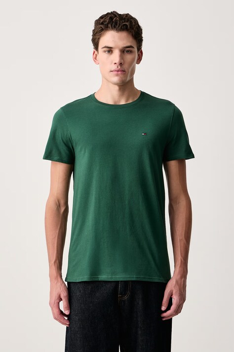 Tommy Jeans T-shirt męski bawełniany zielony DM0DM04411