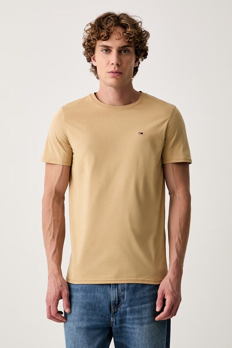 Tommy Jeans t-shirt ανδρικό βαμβακερό μπεζ DM0DM04411
