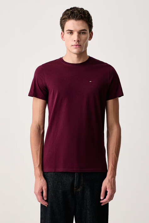 Tommy Jeans T-shirt męski bawełniany bordowy DM0DM04411