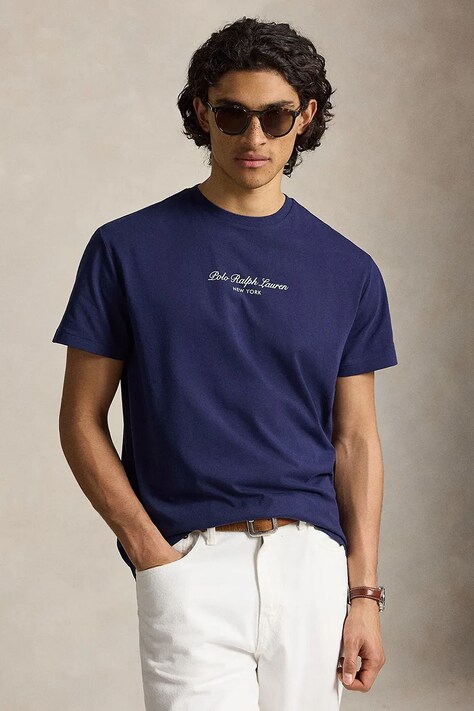Polo Ralph Lauren T-shirt męski bawełniany granatowy 710B26090