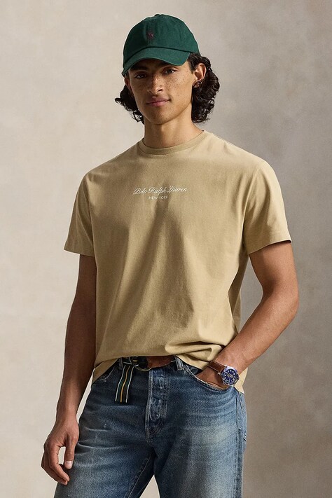 Polo Ralph Lauren T-shirt męski bawełniany beżowy 710B26090