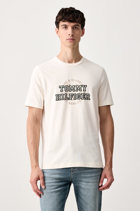 Tommy Hilfiger Majica za muškarce od pamuka bež MW0MW44892