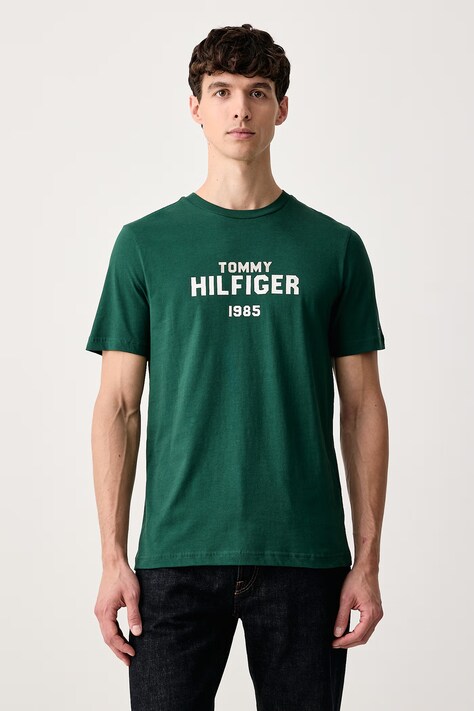 Tommy Hilfiger Majica za muškarce od pamuka zelena MW0MW44877