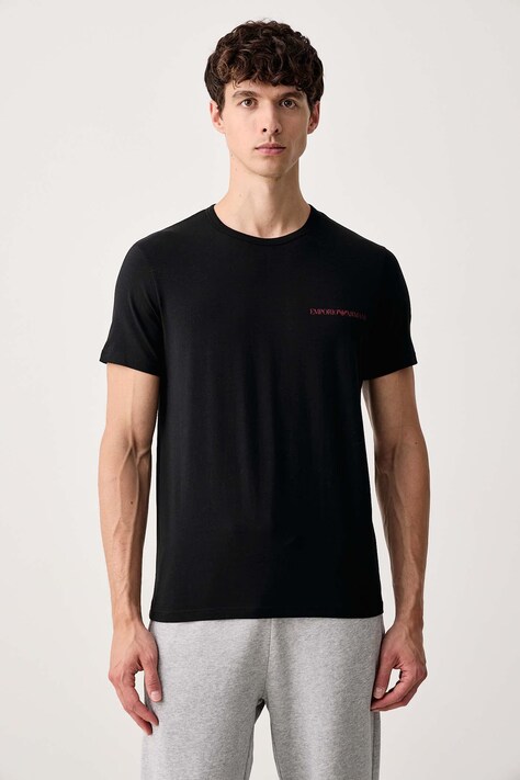 Emporio Armani Underwear T-shirt lounge męski bawełniany z elastanem 2-pack czarny EM000391 AF25019