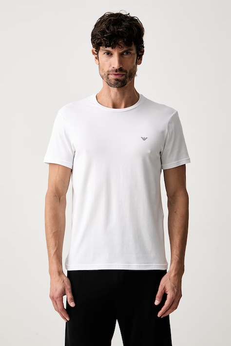Emporio Armani Underwear lounge tričko pánske bavlnené s elastanom 2-pak čierne EM000391 AF25017