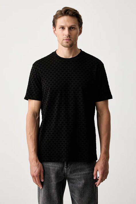 Armani Exchange kratka majica moška bombažna črna XM003079 AF10356