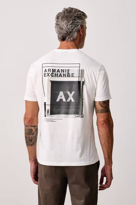 Armani Exchange Tričko pánske bavlnené biele XM003038 AF10356