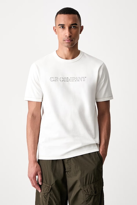 C.P. Company T-shirt bawełniany męski beżowy 21CMTS169A110580W
