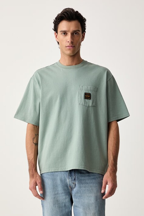 Levi's majica za muškarce od pamuka SS WORKWEAR PKT zelena 008AB-0000