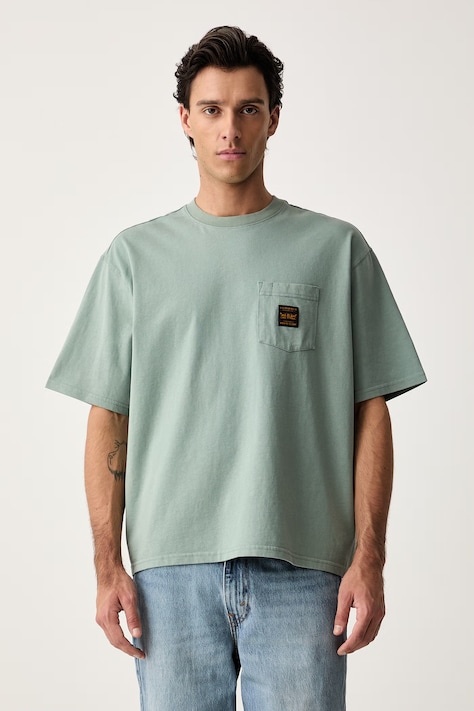 Levi's majica za muškarce od pamuka SS WORKWEAR PKT zelena 008AB-0000