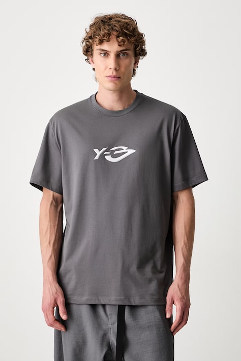 Y-3 LOGO LS TEE T-shirt bawełniany męski szary KZ0839