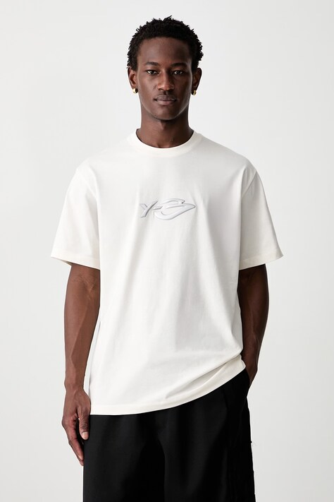 Y-3 LOGO LS TEE T-shirt bawełniany męski beżowy KW8184