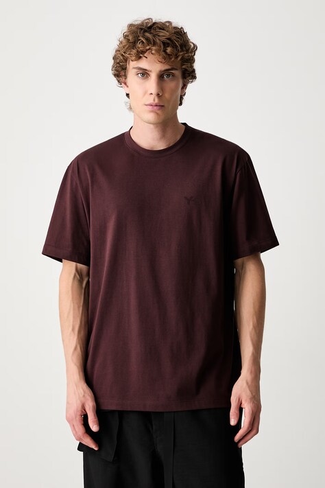 Y-3 REG SS TEE T-shirt męski bawełniany bordowy KU2264