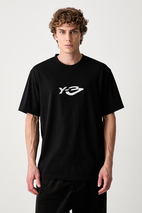 Y-3 LOGO LS TEE T-shirt bawełniany męski czarny KQ8579