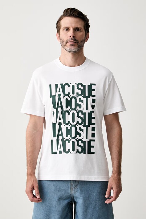 Lacoste T-shirt męski bawełniany biały TH0644