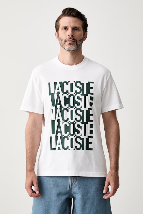 Lacoste T-shirt męski bawełniany biały TH0644