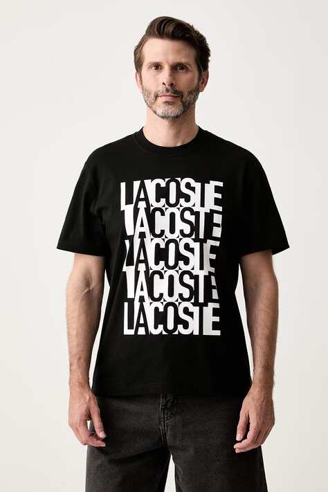 Lacoste T-shirt męski bawełniany czarny TH0644