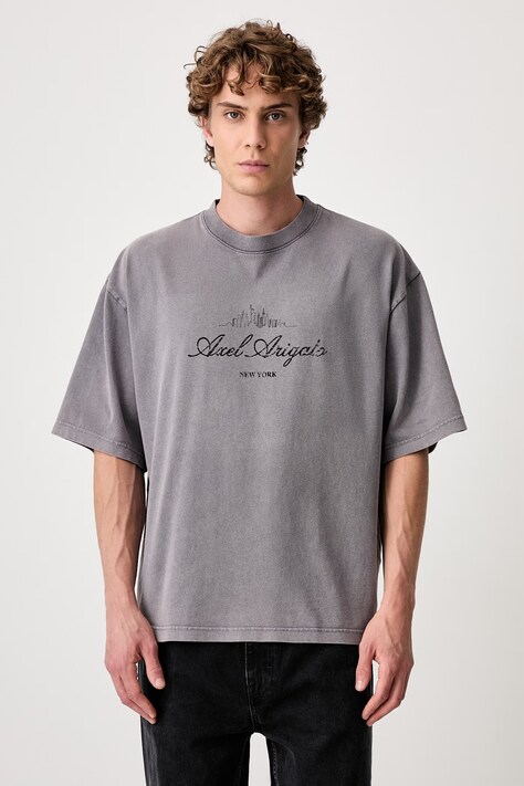 Axel Arigato NYC Washed Sky T-shirt bawełniany męski szary A4296001