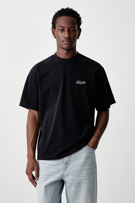 Axel Arigato Trace T-shirt oversize bawełniany męski czarny A4197002