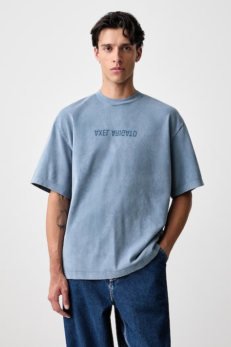 Axel Arigato T-shirt oversize bawełniany męski niebieski A3118011