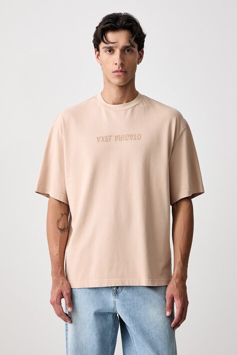 Axel Arigato T-shirt bawełniany męski beżowy A3118009