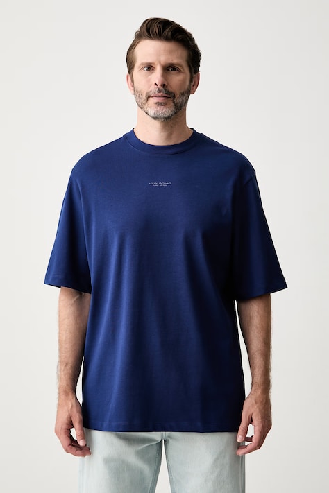 Armani Exchange tricou basic de damă din bumbac albastru XM003560 AF28670