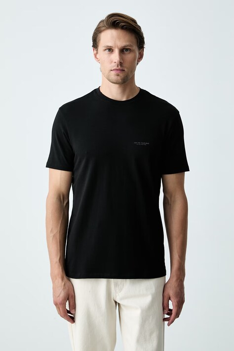 Armani Exchange tričko pánske bavlnené s elastanom čierne XM003141 AF26650