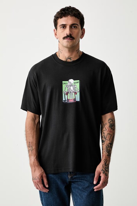 Vans majica za muškarce od pamuka crna VN0010G0BLK1