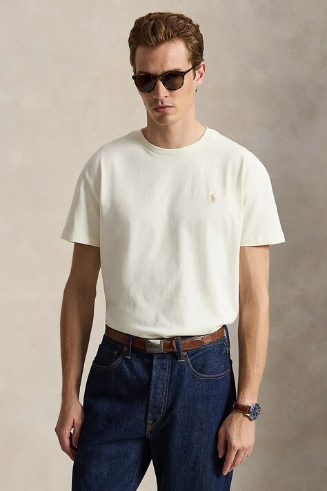 Polo Ralph Lauren T-shirt bawełniany męski beżowy 710B31422005