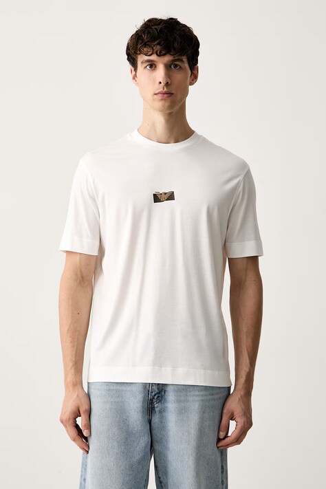 Emporio Armani T-shirt męski z lyocellem biały EM007040 AF10017