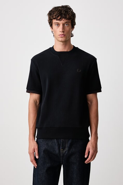 Fred Perry T-shirt męski bawełniany z elastanem granatowy M3442