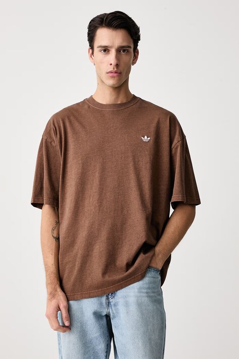 adidas Originals T-shirt ανδρικό βαμβακερό Trefoil Essentials καφέ KY5382