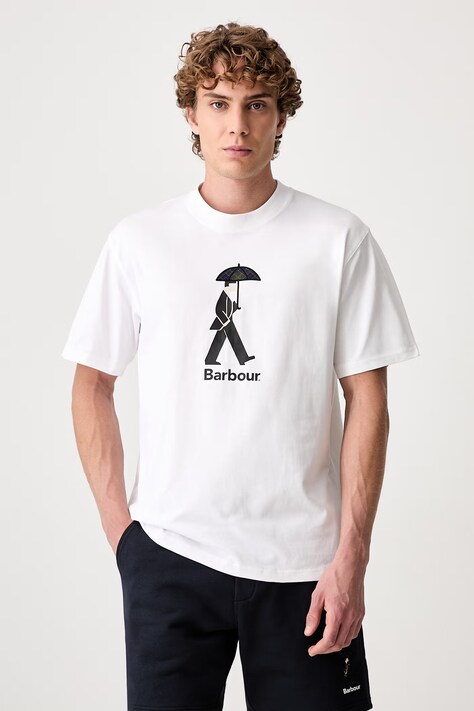 Barbour T-shirt bawełniany męski biały MTS1692WH11