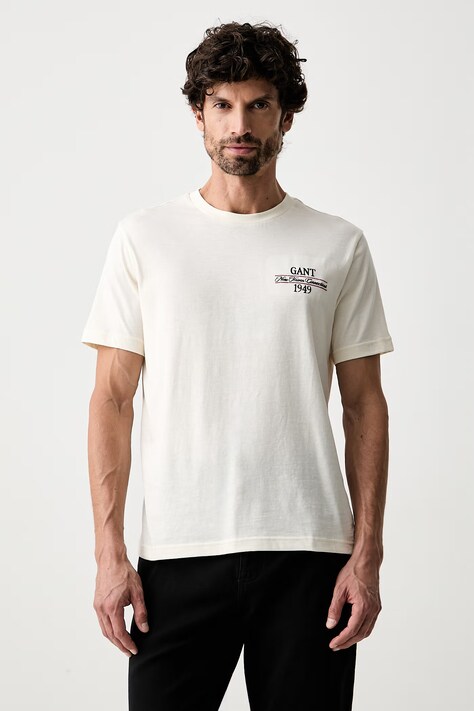 Gant T-shirt męski bawełniany beżowy 2003459