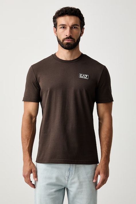 EA7 Emporio Armani T-shirt męski bawełniany brązowy AF13741.7M002229